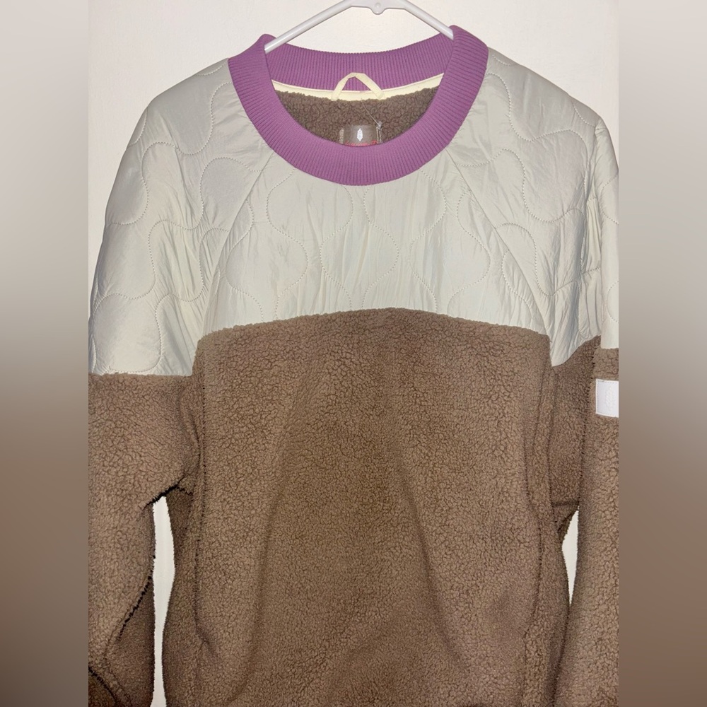 NWOT Free People Movement Drifter Quilted Crew Fossil Combo Pullover Fleece Sm - Picture 5 of 12